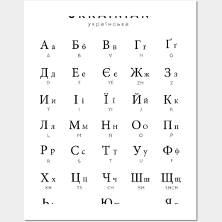 Ukrainian Alphabet Chart, Ukraine Cyrillic Language Chart, White Posters and Art